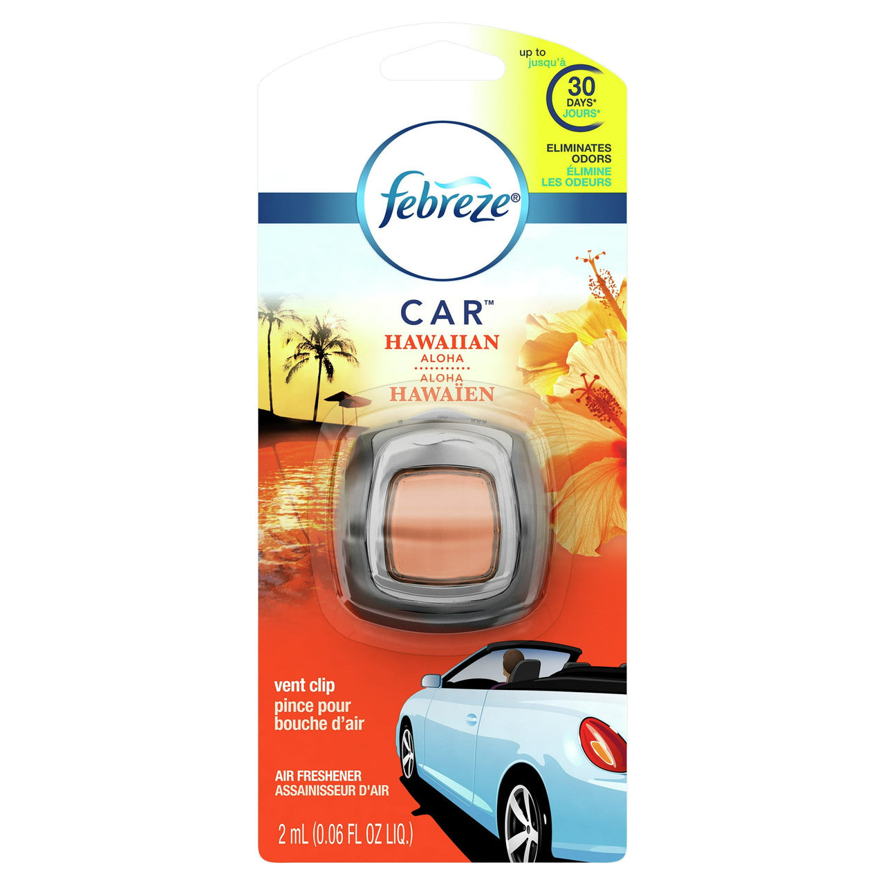 Febreze Car Odor-Eliminating Air Freshener Vent Clip Hawaiian Aloha - 1.0 ea